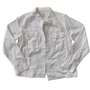 J. Crew Jacket Linen Women's Safari Field Cargo White Size Small